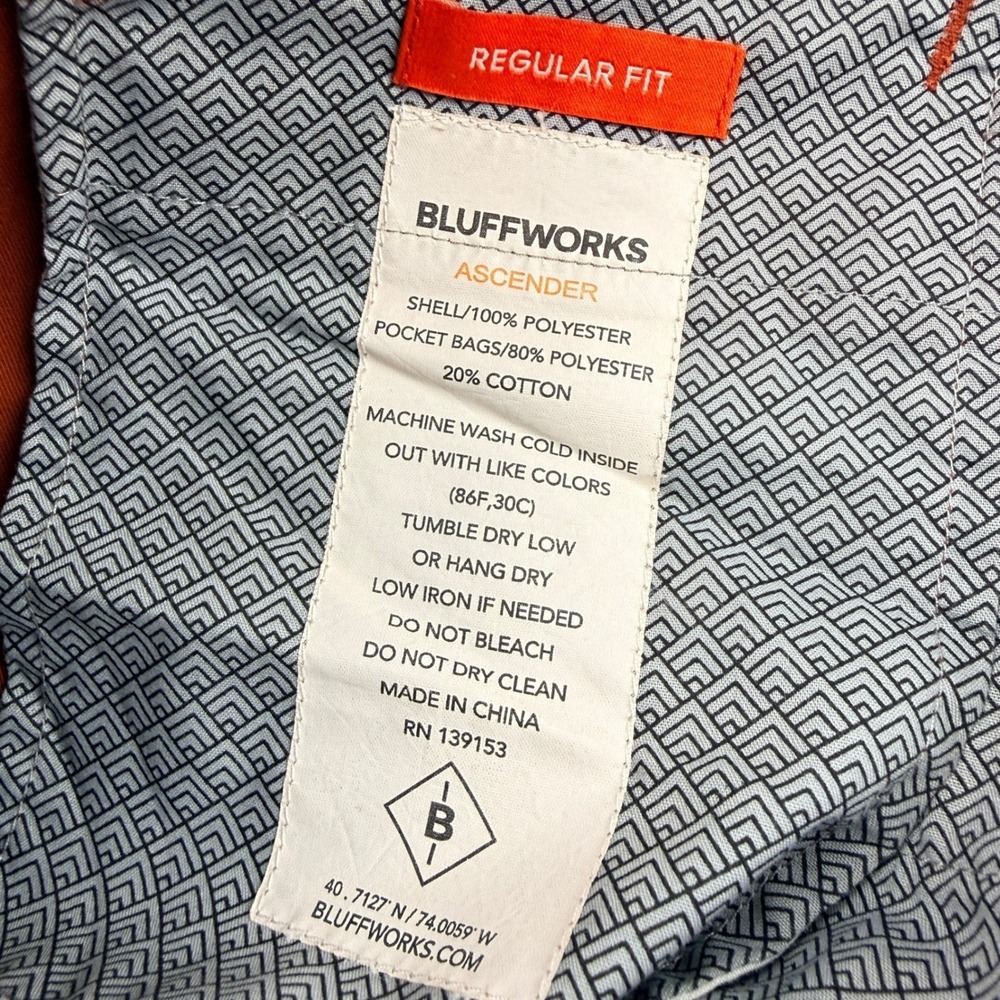 Bluffworks Ascender Regular Fit Chino‎ Travel Pants Burnt Orange 32x30 Mens - Picture 5 of 7